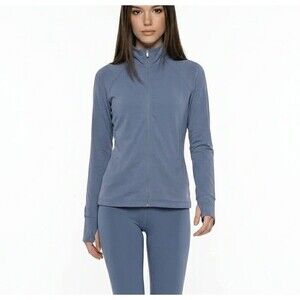 Gap Fit Women’s Full Zip Jacket Small Gray Mock Neck Long Sleeve